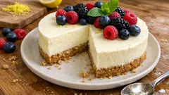 Torta panna cotta al limone con frutti di bosco: elegante e senza forno