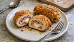 Involtini di pollo al forno con prosciutto e scamorza: dorati fuori, filanti dentro