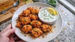 Bocconcini di salmone in friggitrice ad aria: croccanti ai cornflakes e salsa yogurt