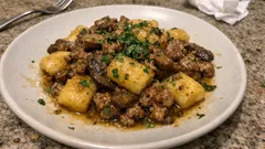 Gnocchi di polenta con porcini e salsiccia: il modo più buono per usare la polenta avanzata