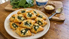 Salatini di pasta sfoglia con spinaci e ricotta: dorati e pronti in 20 minuti