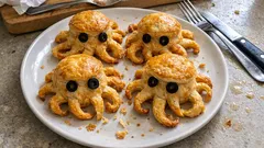 Piovre di pasta sfoglia ripiene: l’antipasto di Halloween croccante e super scenografico