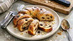 Ghirlanda di pan brioche alla cannella e uvetta: soffice, profumata e perfetta per le feste