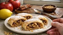 Strudel di mele con pasta sfoglia pronta: croccante fuori e profumato di cannella